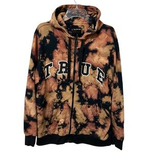 True Religion Tie Dye Arched Logo Zip Hoodie Size XL